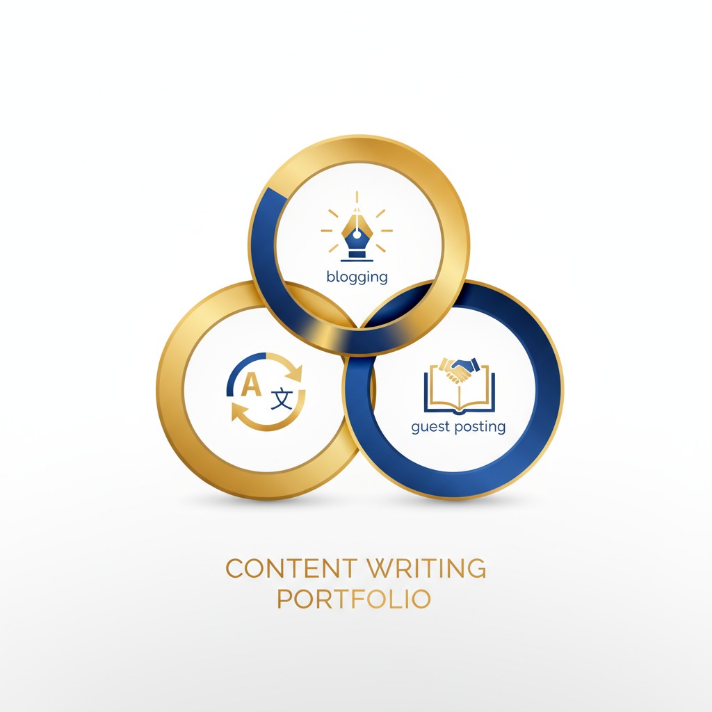 Illustration of a professional writer creating content for websites, blogs, and social media platforms